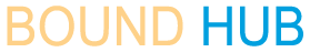 BoundHub字标：金色与蓝色字母组合